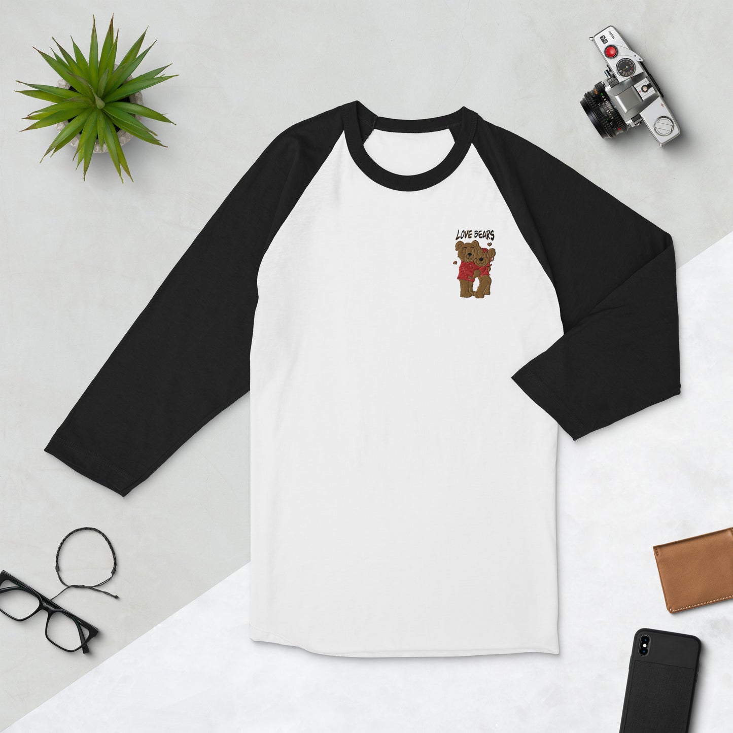 Unisex 3/4 sleeve raglan Bear Love shirt