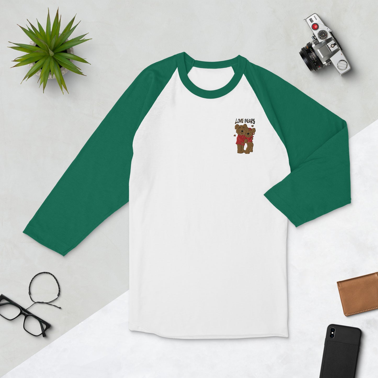 Unisex 3/4 sleeve raglan Bear Love shirt