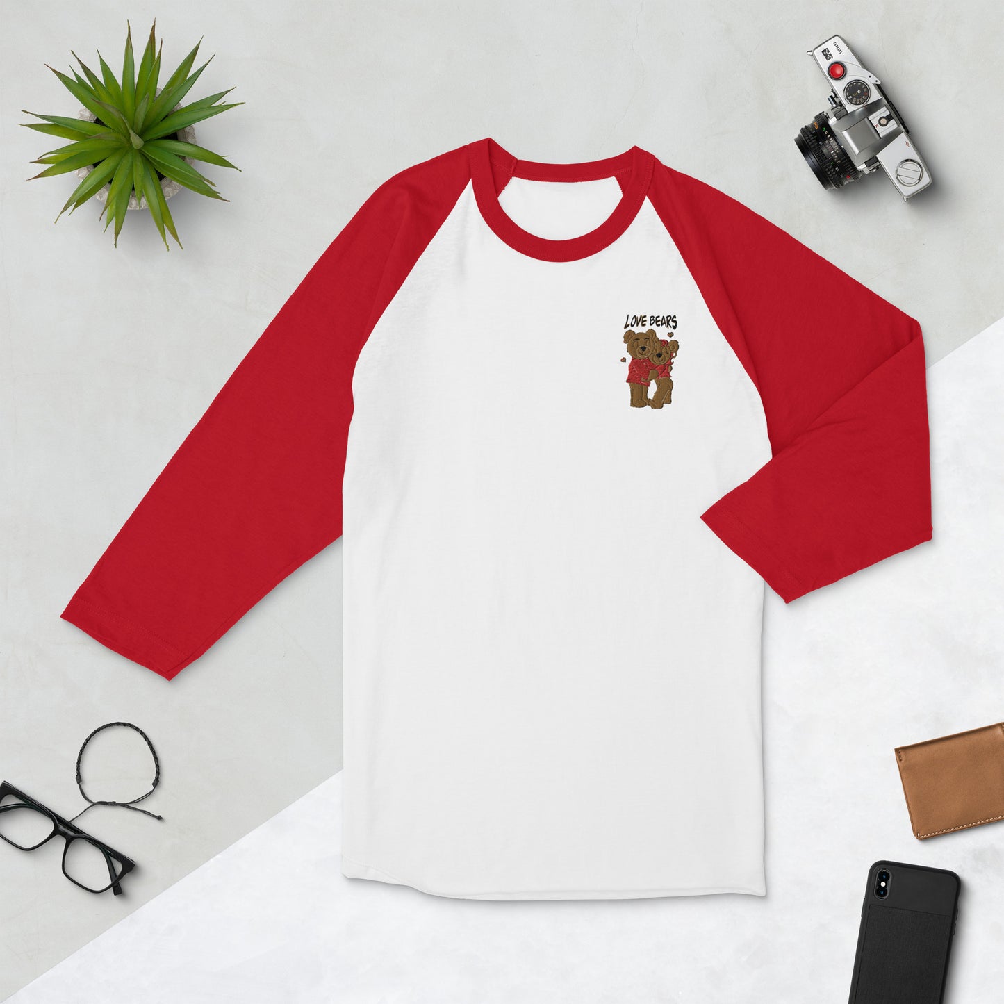 Unisex 3/4 sleeve raglan Bear Love shirt