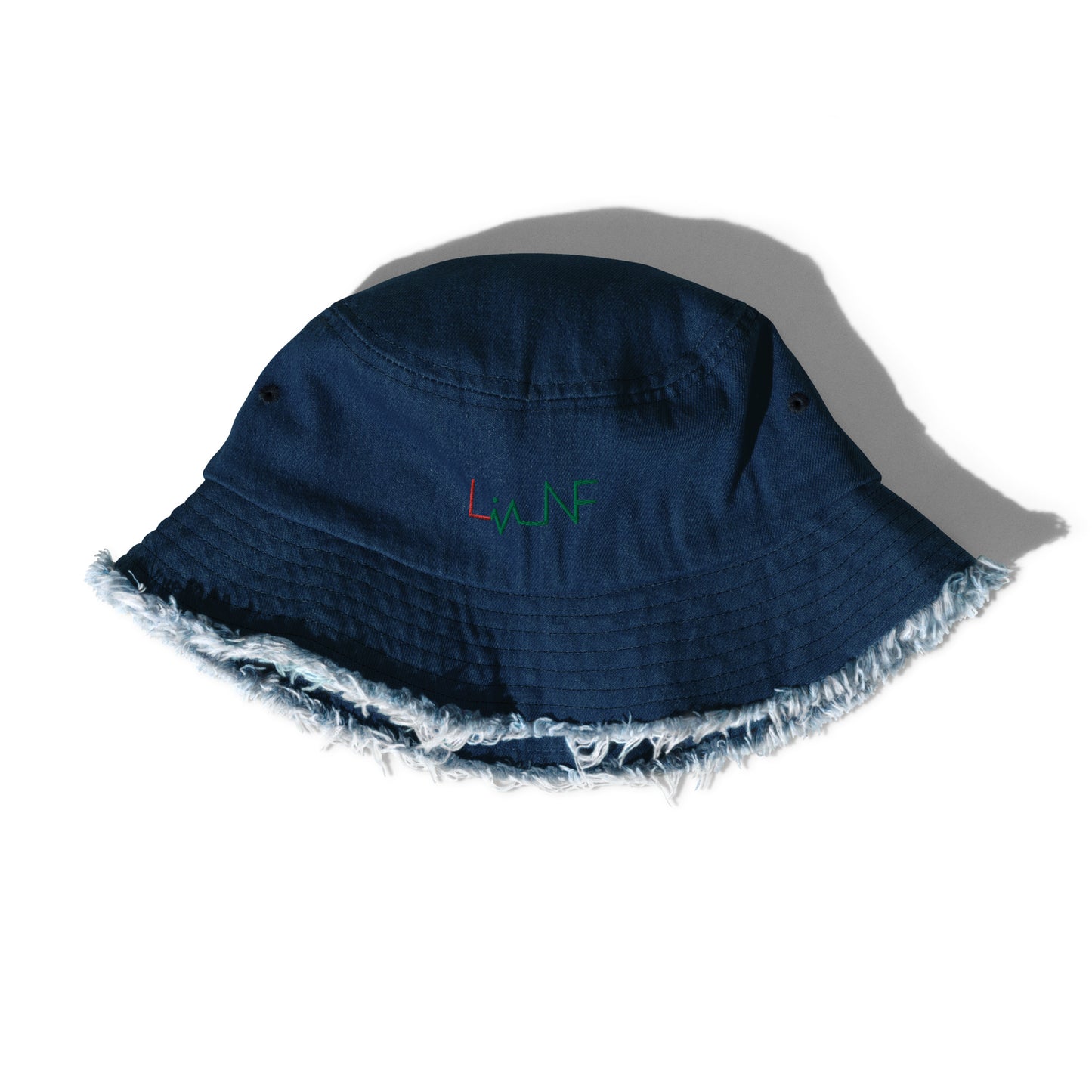 Distressed denim bucket hat